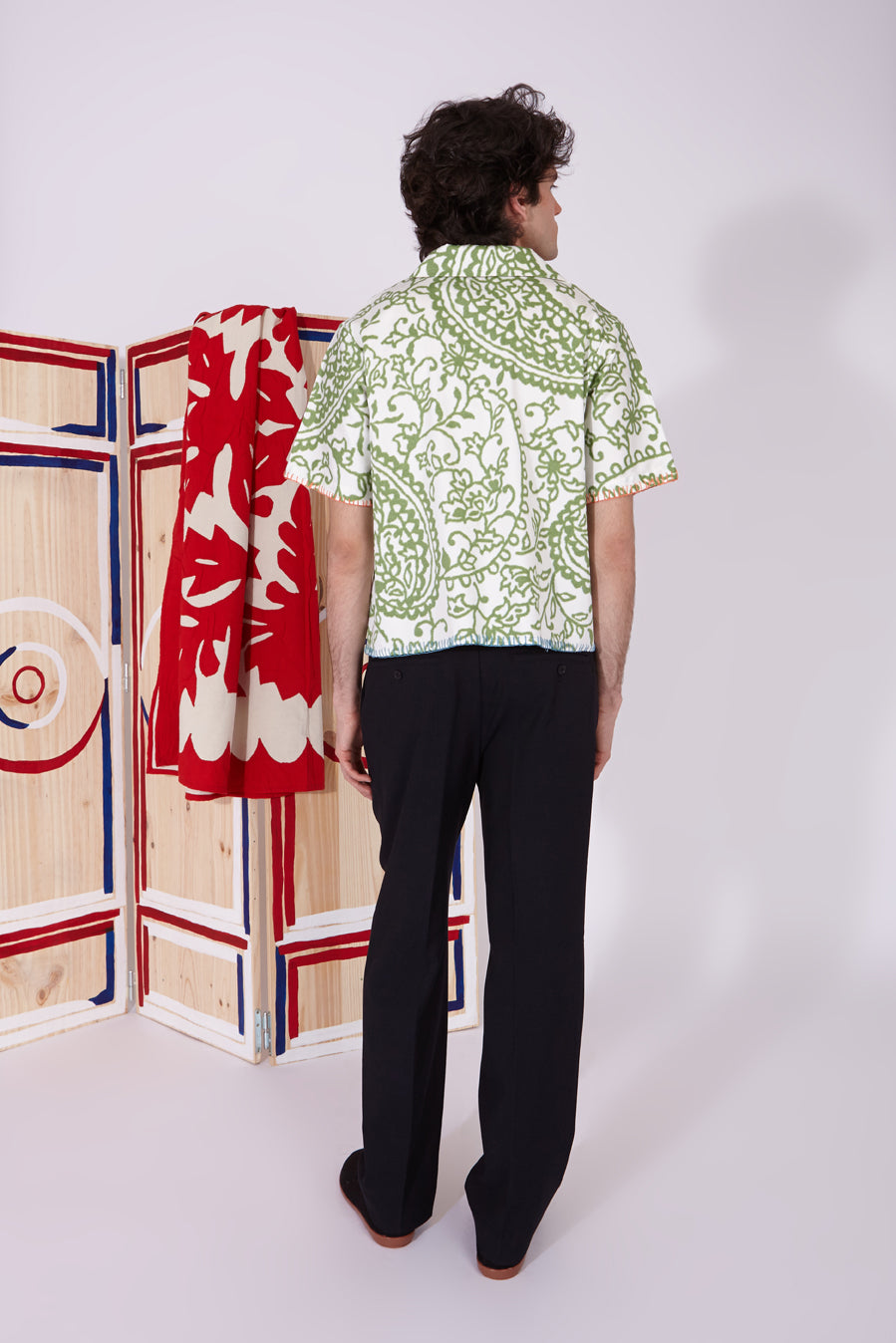 Paloma - Green ikat paisley