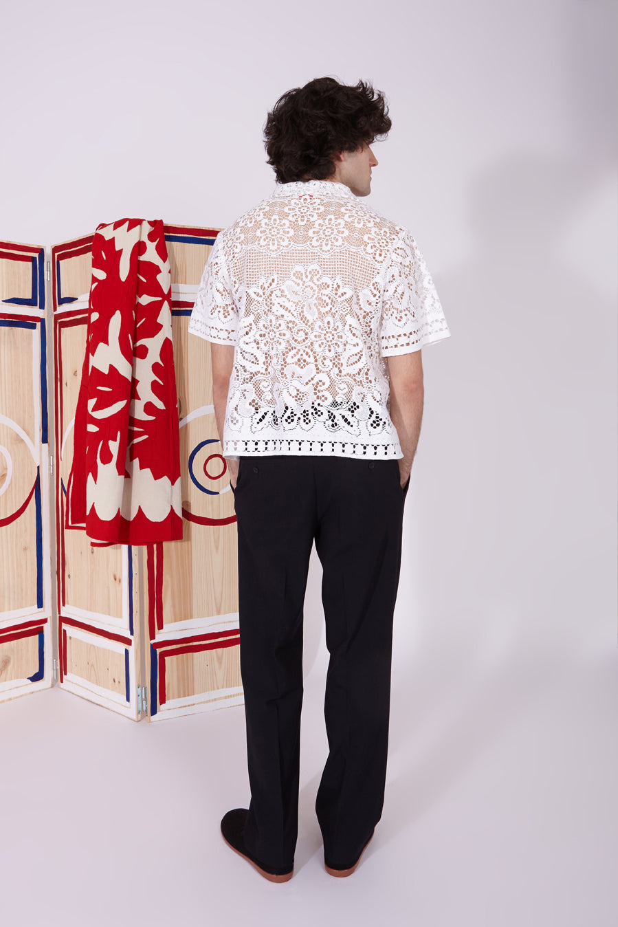 Lace daisy peach multi button