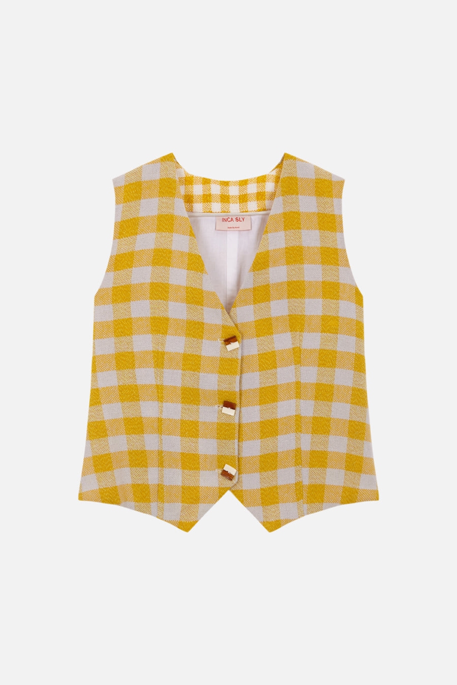 Saler - Vest yellow picnic check