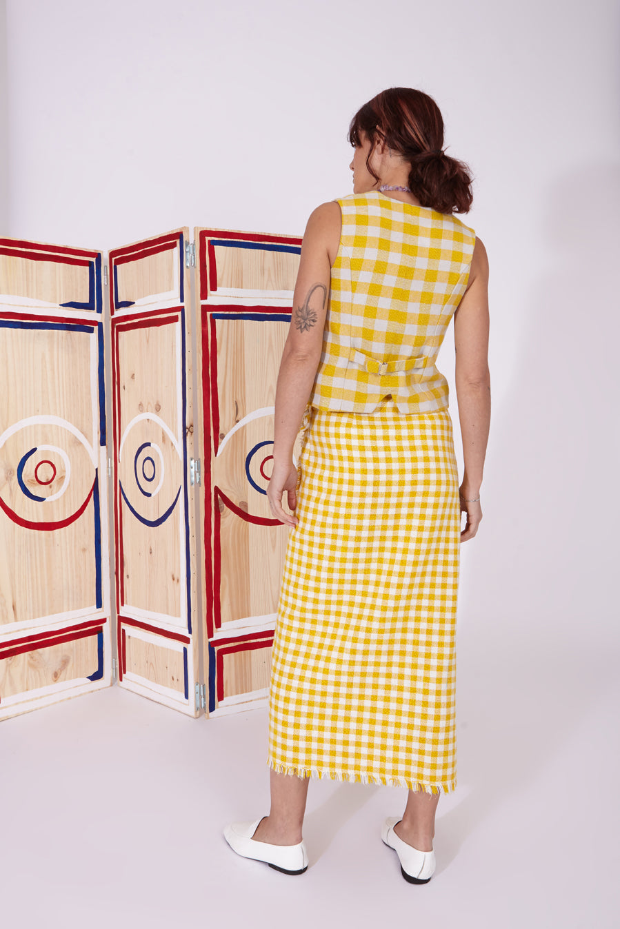Saler - Vest yellow picnic check