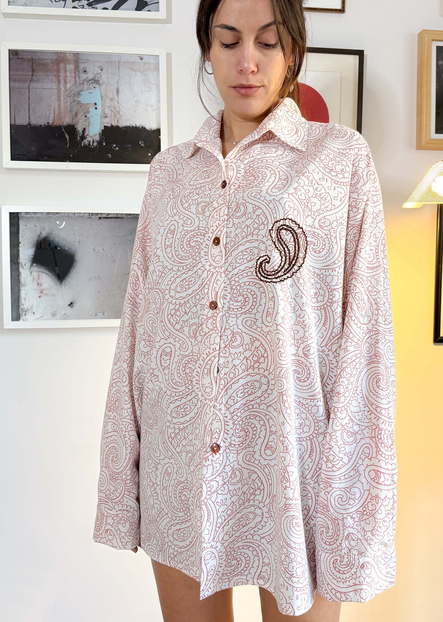 CHERRY PAISLY LONG SLEEVE SHIRT