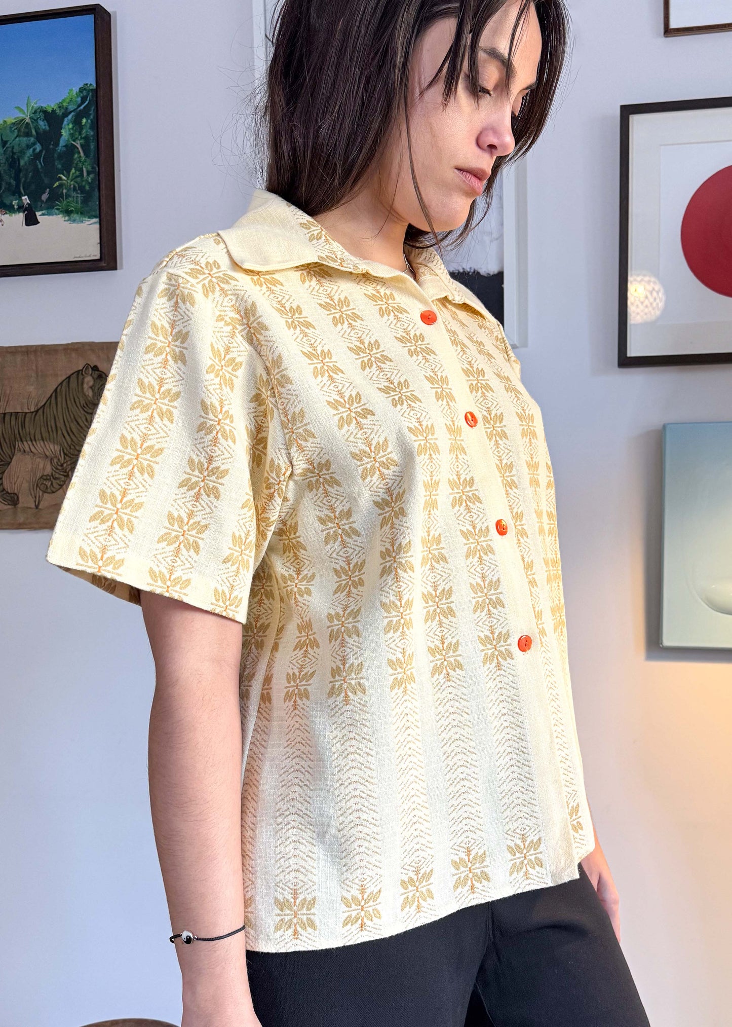 TRIBAL LEAVES SHORT SLEEVE SHIRT