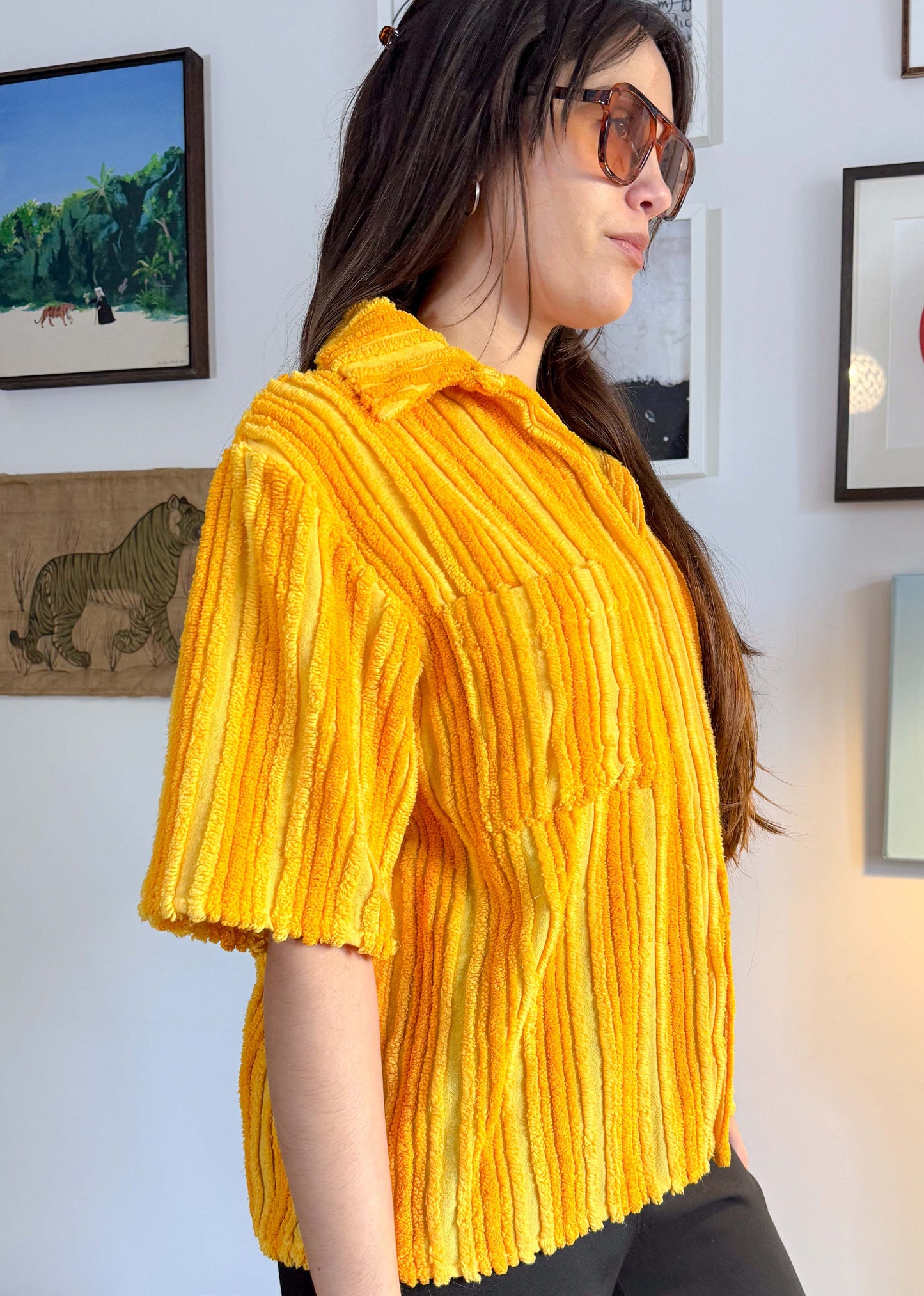 STRIPE TOWELLING SHORT SLEEVE SHIRT