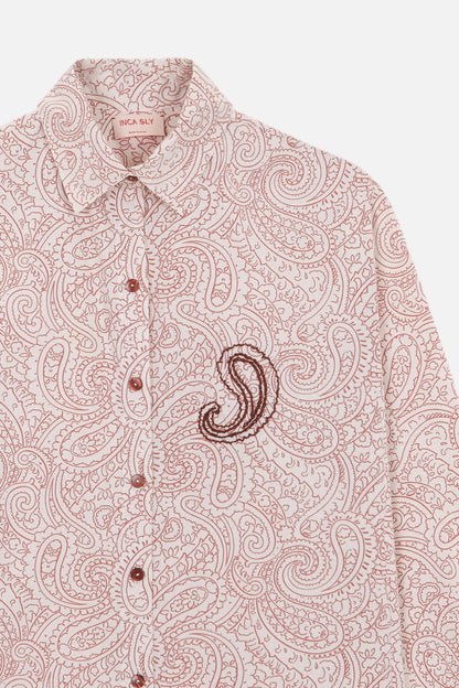 Kranidi - Burgundy paisley outline