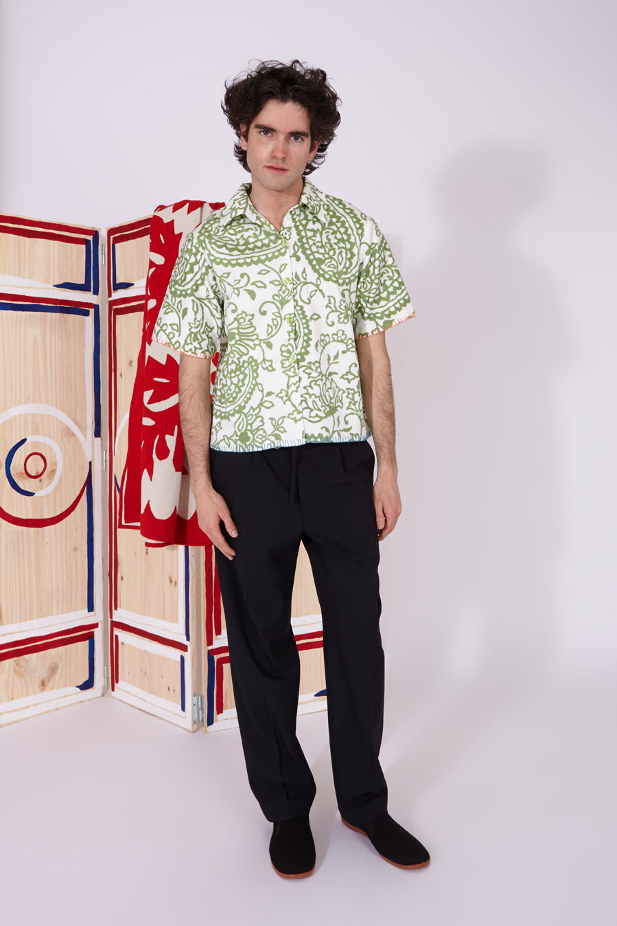 Paloma - Green ikat paisley