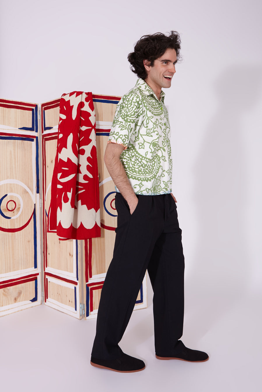 Paloma - Green ikat paisley