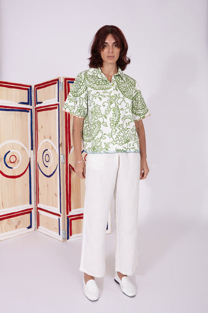 Paloma - Green ikat paisley