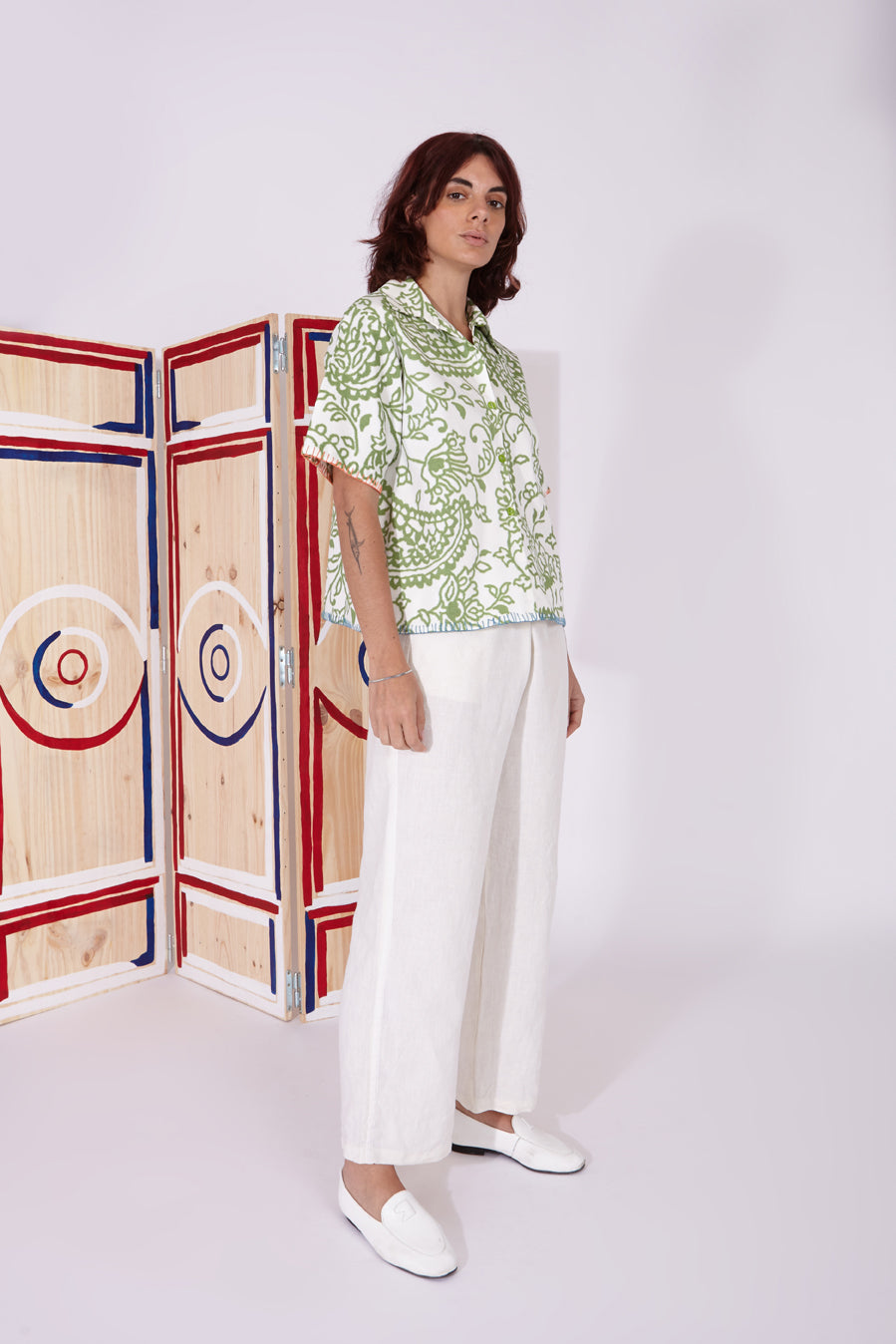 Paloma - Green ikat paisley