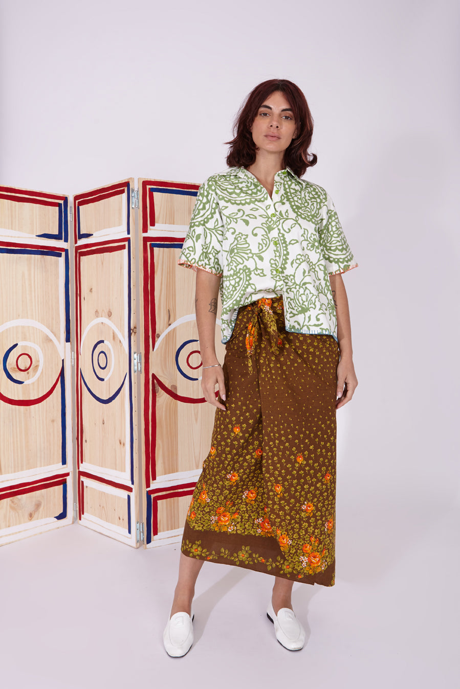 Paloma - Green ikat paisley