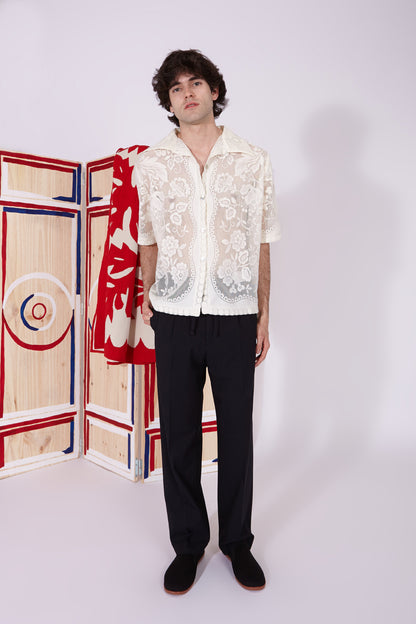 Paloma - Tropical lace pearl button