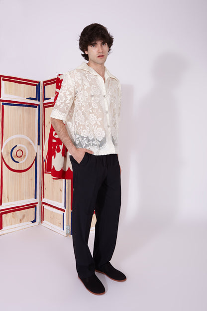 Paloma - Tropical lace pearl button