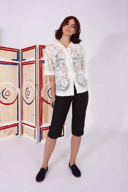 Paloma - Tropical lace pearl button