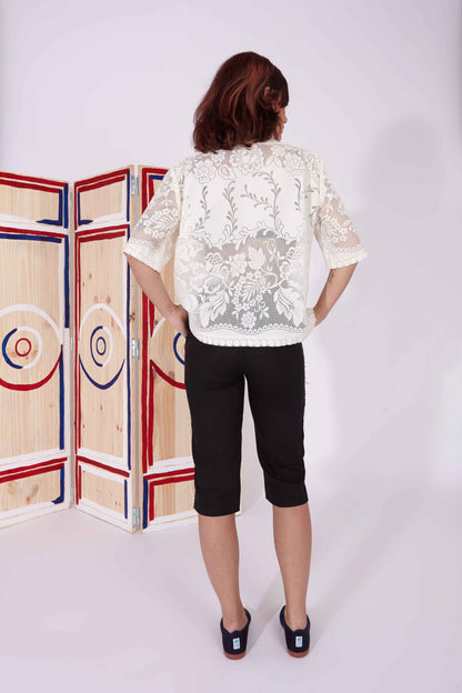 Paloma - Tropical lace pearl button