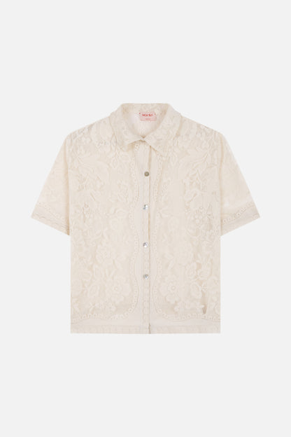 Paloma - Tropical lace pearl button