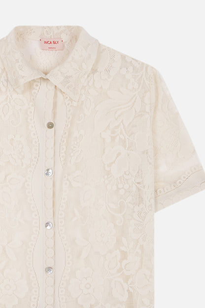 Paloma - Tropical lace pearl button