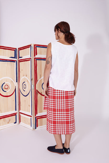 Malvarosa - Wrap skirt- masai red check