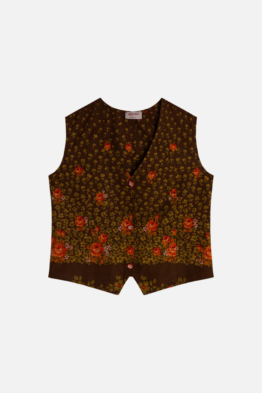 Saler - Waiscoat orange & green rose