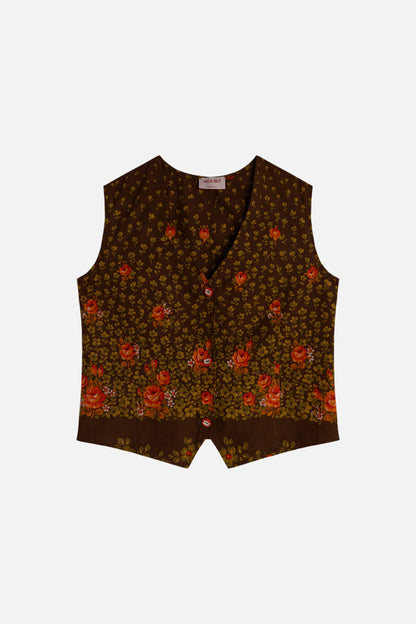 Saler - Waiscoat orange & green rose