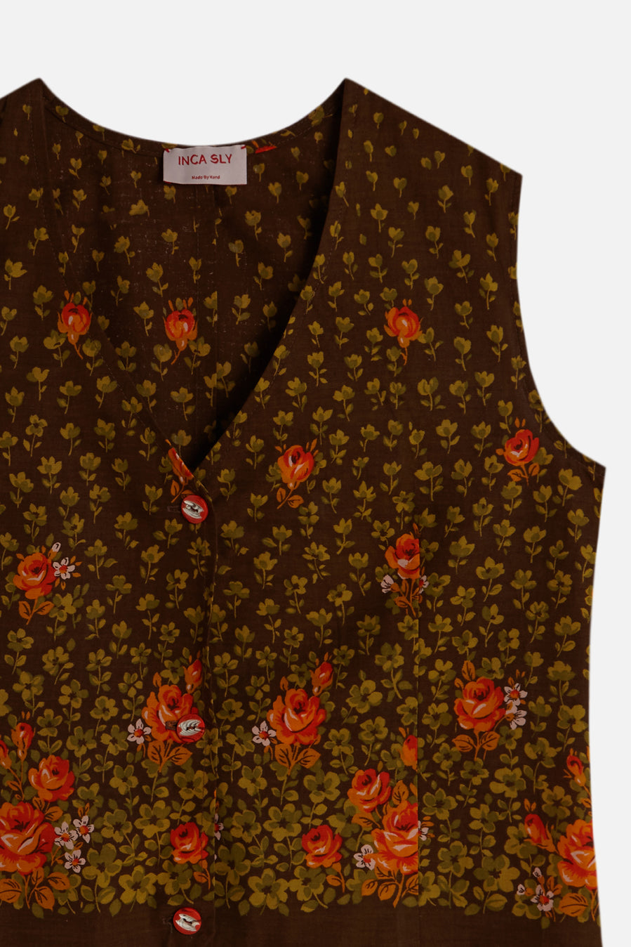 Saler - Waiscoat orange & green rose