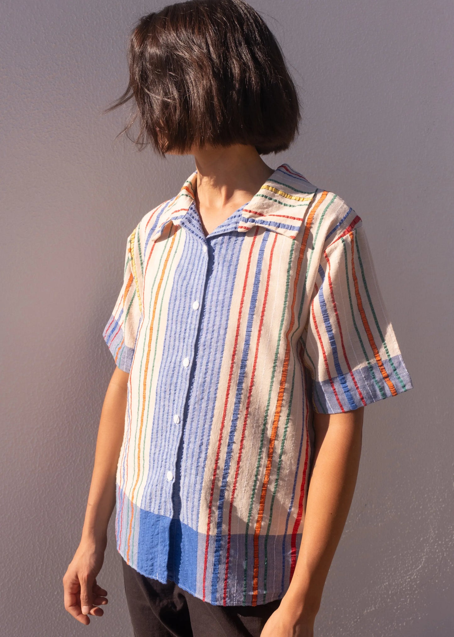 MULTI COLOURED STRIPE SHORT SLEEVE SHIRT